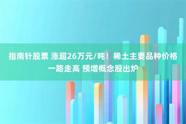 指南针股票 涨超26万元/吨！稀土主要品种价格一路走高 预增概念股出炉