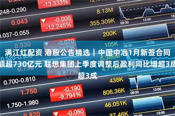 满江红配资 港股公告精选｜中国中冶1月新签合同额超730亿元 联想集团上季度调整后盈利同比增超3成